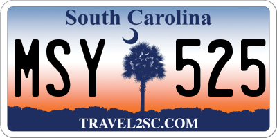 SC license plate MSY525