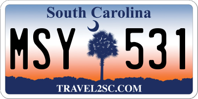 SC license plate MSY531