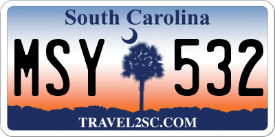 SC license plate MSY532