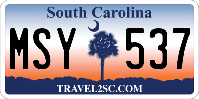 SC license plate MSY537