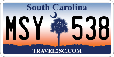 SC license plate MSY538
