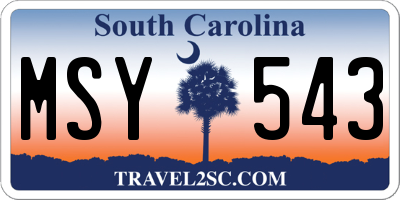 SC license plate MSY543