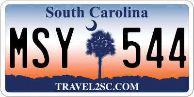 SC license plate MSY544