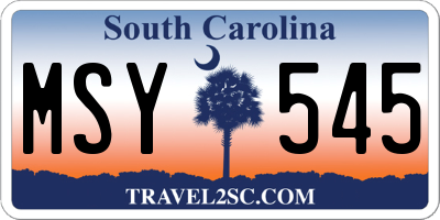 SC license plate MSY545