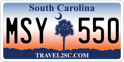 SC license plate MSY550