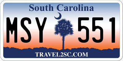 SC license plate MSY551