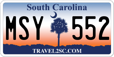SC license plate MSY552
