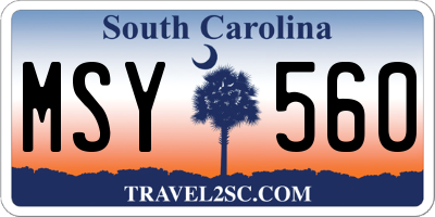 SC license plate MSY560