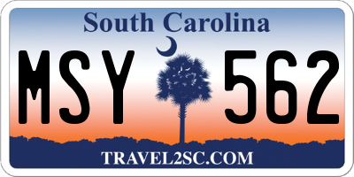 SC license plate MSY562
