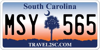 SC license plate MSY565