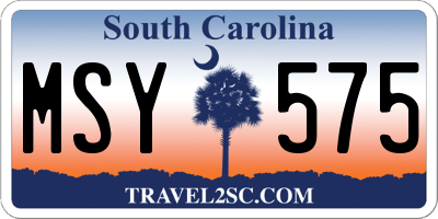 SC license plate MSY575