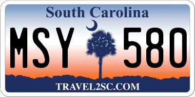 SC license plate MSY580