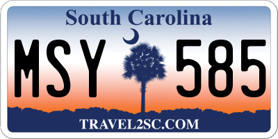 SC license plate MSY585