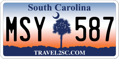SC license plate MSY587