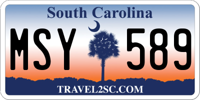 SC license plate MSY589