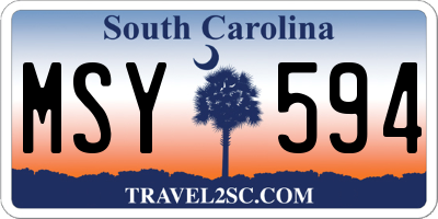 SC license plate MSY594