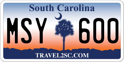 SC license plate MSY600
