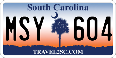 SC license plate MSY604