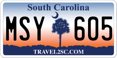 SC license plate MSY605