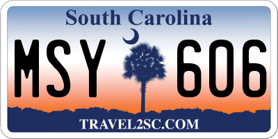 SC license plate MSY606