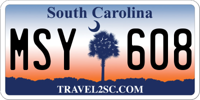 SC license plate MSY608
