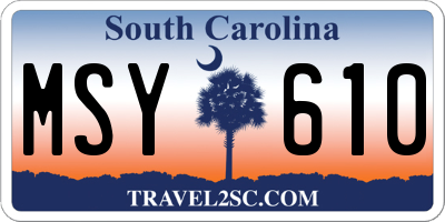 SC license plate MSY610