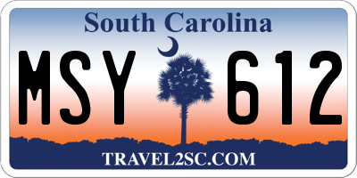 SC license plate MSY612
