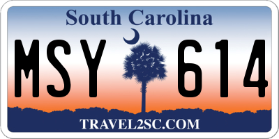 SC license plate MSY614