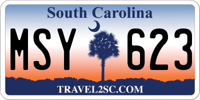SC license plate MSY623