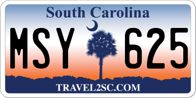 SC license plate MSY625
