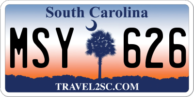 SC license plate MSY626