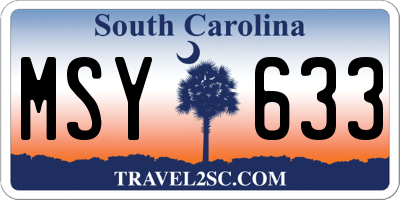SC license plate MSY633