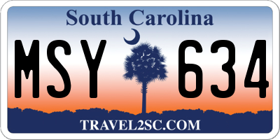 SC license plate MSY634