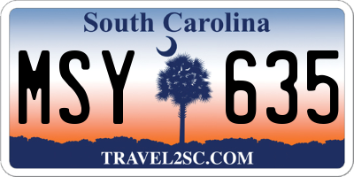 SC license plate MSY635