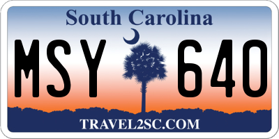 SC license plate MSY640