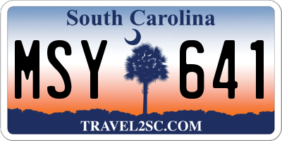 SC license plate MSY641