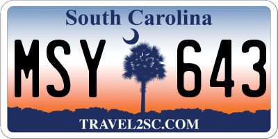 SC license plate MSY643