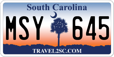 SC license plate MSY645