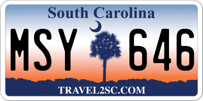 SC license plate MSY646