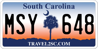 SC license plate MSY648