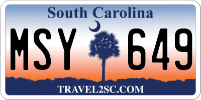 SC license plate MSY649