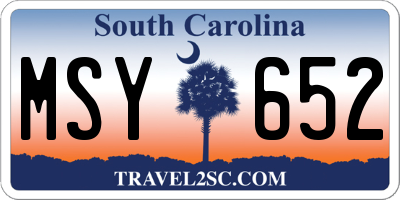 SC license plate MSY652