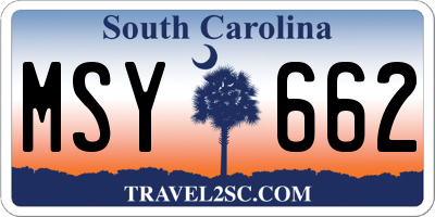 SC license plate MSY662