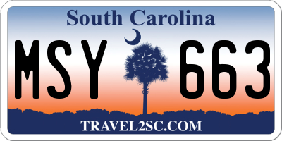 SC license plate MSY663