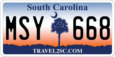 SC license plate MSY668