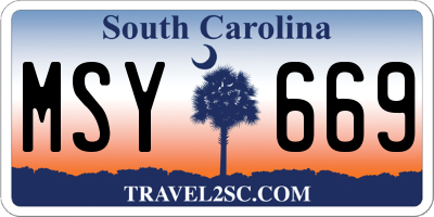 SC license plate MSY669
