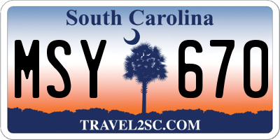 SC license plate MSY670