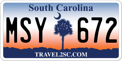 SC license plate MSY672