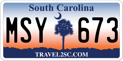 SC license plate MSY673