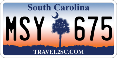 SC license plate MSY675